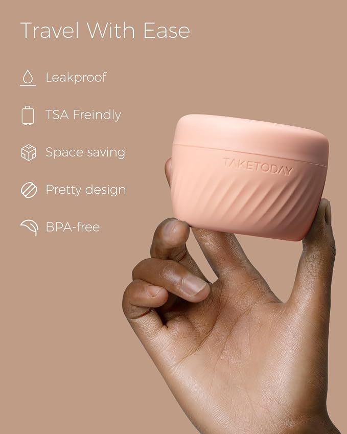 TakeToday Travel Containers for Toiletries, 3oz, 4 Pack, Apricot | Air Travel Leak-Proof, TSA Approved, Silicone Jars with Lid, for Cosmetics & Toiletries - Image 2