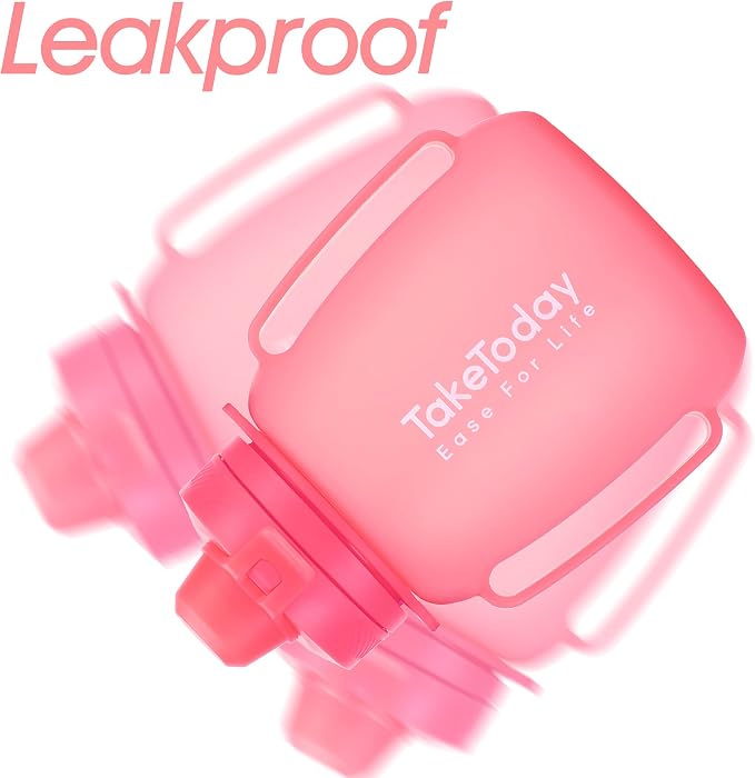 TakeToday Collapsible Water Bottles for Outdoor, 40oz, Pink | Time Marker, BPA-Free Silicone, Folds for Travel, Paracord Handle for Hiking, Gym, Camping, Leakproof - Image 6
