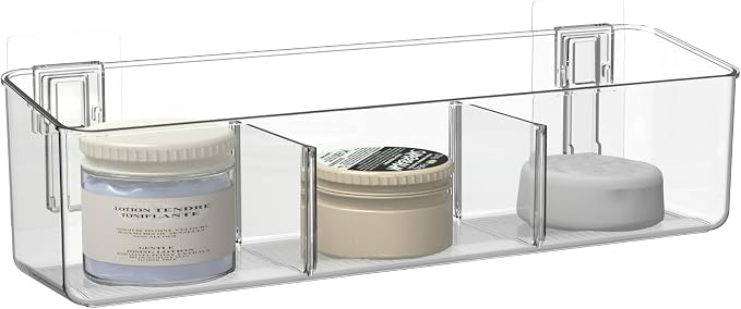 Plastic Over Cabinet Door Organizer, Adhesive Mount Storage Organizer Container Makeup Organizer Hanging Basket Bins For Craft Room, Pantry, Office, Space Saving Holder for Kitchen Bags-XL by vacane