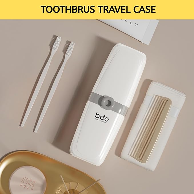 Topavatop Toothbrush Travel Case, 2 in 1 Toothbrush Holder and Rinse Cup, Large Capacity Toothbrush Cup with Cover, Portable Travel Toothbrush Holder for Traveling, Camping, Trip - 1Pcs - PureWhite - Image 5