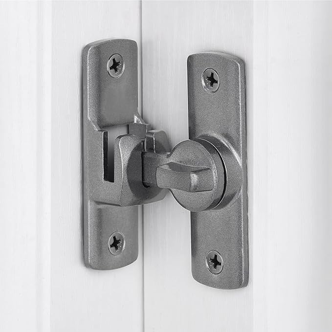 Grey 90/180 Degree Flip Lock,Aluminum Alloy Barn Door Latch | Right Angle Door Lock Latch,Sliding Door Latches,Flip Gate Latches,for bedroom,garage,drawer,cabinet,window,pet enclosures - Image 3