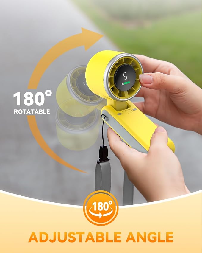 PlayHot Portable Handheld Turbo Fan, Travel Essentials, Gifts for Women/Men | 5-Speed, Up to 12H, 10m/s Airflow, USB-C Rechargeable, LED Display, 3-in-1 Foldable Personal Fan for Cruise, Beach, Vacation - Image 8