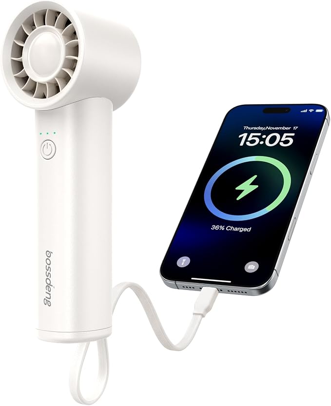 Portable Fan with Power Bank & Flashlight-White | 6.5H Max Cooling,USB-C Rechargeable,Mini Fan for Outdoor/Travel/Beach/Concerts/Summer.Gifts for Girl,Women. by YourPortableComfort