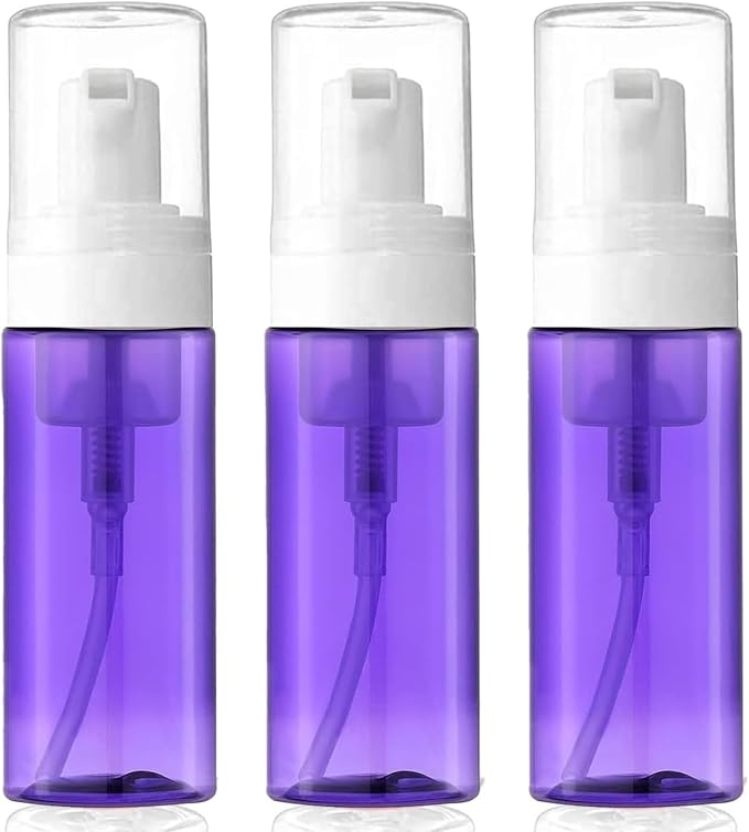 3-Pack Travel-Sized Foaming Pump Bottles - Empty Foaming Liquid Soap Dispensers - for Refillable Travel Hand Soap Shampoo Foaming Castile Cosmetics - BPA Free (100ml/3.3oz) (Purple) by VIGORPATH