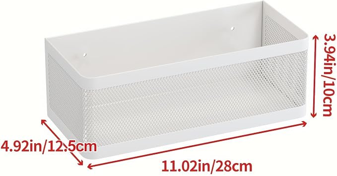 1 Pcs Magnetic Shelf For Fridge, White, 11''L*4.9''W*3.9''H | For Whiteboard Classroom, Basket Organizer Holder, Locker Storage, Magnetic Bin Box Containers, Strong Magnetic, 16.5-Lb Load - Image 2