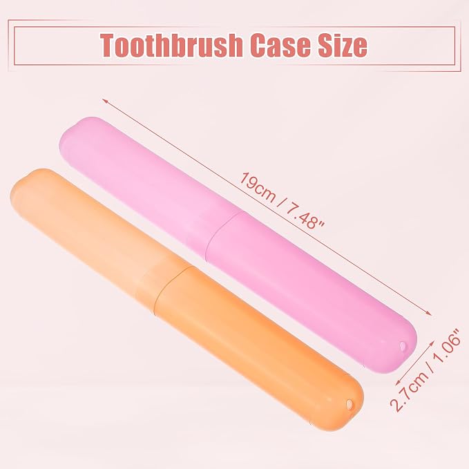 VOCOSTE 2Pcs Travel Toothbrush Case, Pink&Orange | Moisture-Proof Keeps Brush Fresh, Compact for Tight Bags, 2-Pack for Sharing, Essential for Couples - Image 4