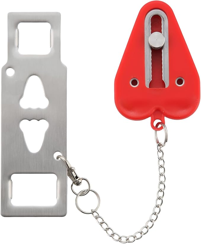 Portable Travel Door Lock, No Tool Hotel Door Latch, Red, 1 Pack | Stainless Steel Lock Plate, Installs At The Door Latch Without Tools, Compact Design For Hotels, Apartments And Dorm Rooms - Image 8