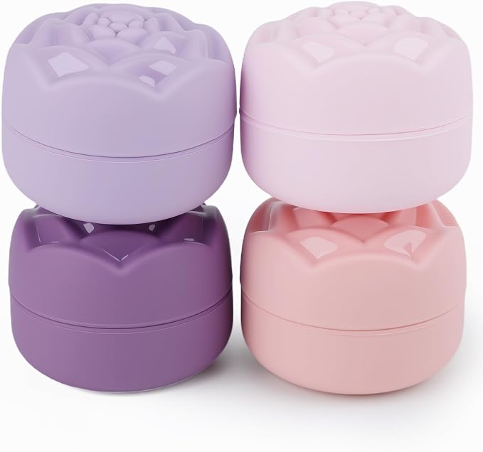 Travel Containers for Cosmetics Toiletries - 0.88 Oz 4 Pack Small Silicone Refillable Mini Jars with Lid Handcream Eyes Cream Hair Gel Wax Pills Moisturizer Earrings Container Rose(4 colors) by Mabnuby