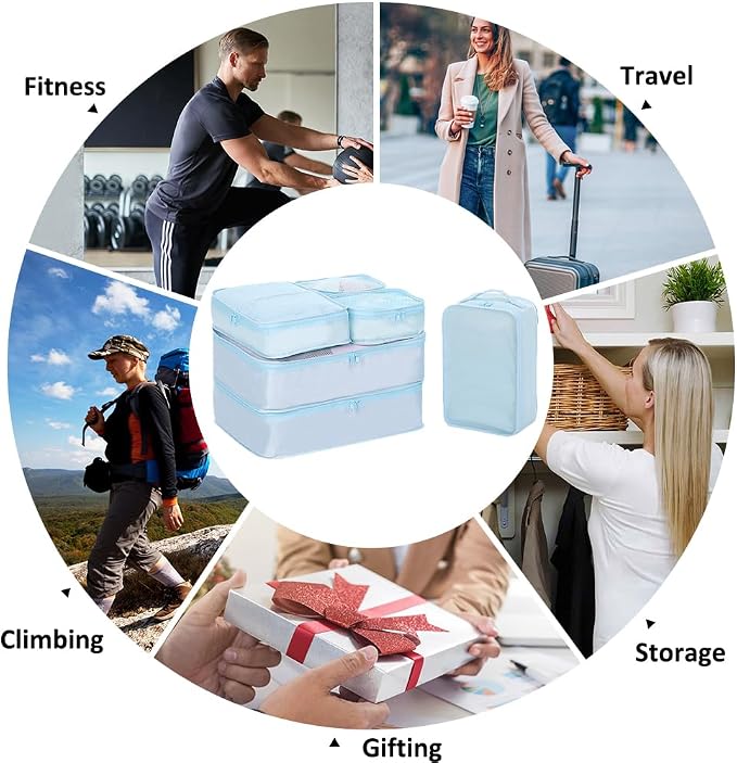 Packing cubes for Travel CALACH Luggage Organizer Bags 6 Set Packing Cubes for Suitcases Travel Essentials for Carry on Mesh Suitcase Organizer with Shoe Bag (blue) - Image 6
