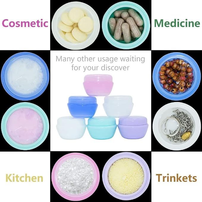 Plastic Small Travel Containers for Toiletries, TSA Approved Leakproof Refillable Cosmetics Makeup Jars with Lids for Cream Gel Paste, 20g/0.7OZ Per Piece, 6 Pieces - Image 2