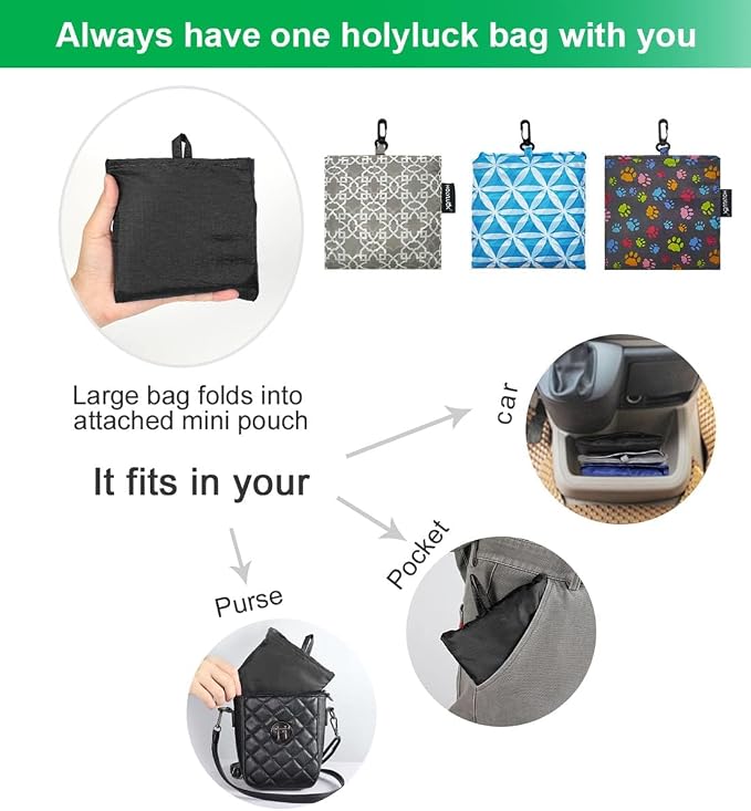 HOLYLUCK Reusable Grocery Bags,Heavy Duty Foldable Shopping Tote Bag (Extra Large, 3 Large Dog Paw Prints) - Image 4