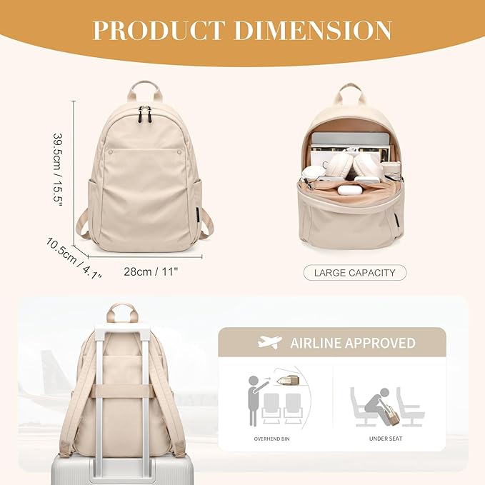 Mini Backpack for Women Fashion Small Backpack Purse Lightweight Daypack for Work Trave Daily,Apricot - Image 2