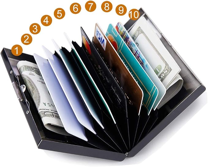 RFID Credit Card Holder Protector Metal Credit Card Wallet Business Card Holder for Men Women Gift Box Package (Black) - Image 2
