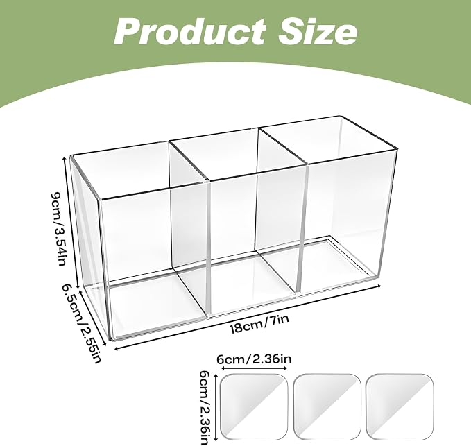 Clear Kitchen Cabinet Door Organizer, Adhesive Mount Inside Cabinet Storage Shelf - Pen Organizer, Makeup Brush Holder, Under Sink Door Storage for Kitchen, Bathroom, Office, Garage, Craft Room - Image 2
