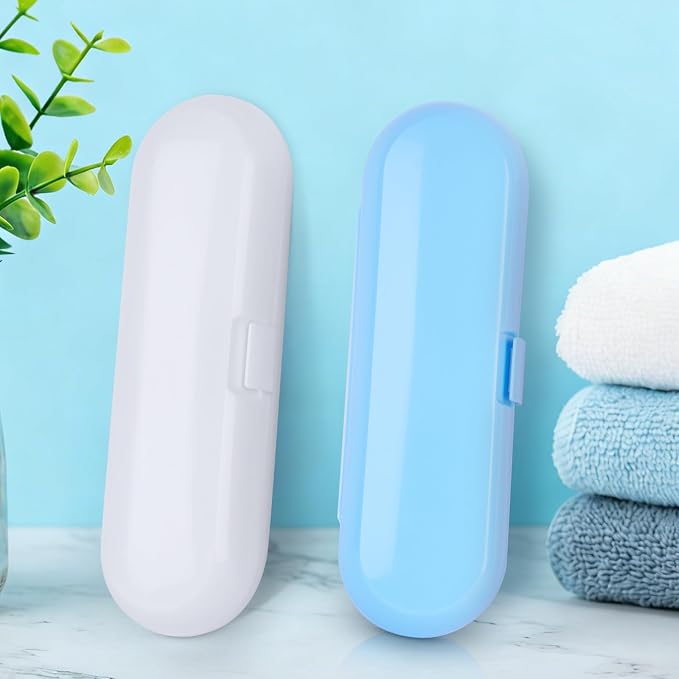 Fowecelt 2 Pack Electric Toothbrush Travel Case for Oral-B Pro and Other Electric Toothbrush Portable Travel Toothbrush Waterproof Plastic Holder (Blue & White) - Image 9