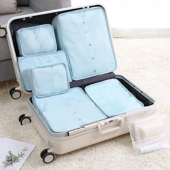 Packing cubes for Travel CALACH Luggage Organizer Bags 6 Set Packing Cubes for Suitcases Travel Essentials for Carry on Mesh Suitcase Organizer with Shoe Bag (blue) - Image 7