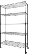 Whitmor 5 Tier Metal Storage Shelves, Heavy Duty with 4 Wheels & Adjustable Feet, 400 lbs Capacity per Shelf, Max 2000 lbs Total for Home, Garage, Workshop, 36" L x 14" W x 60" H, Black by Whitmor