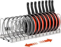 Housolution Pot and Pan Lid Organizer Holder Storage Rack, Silver | 12"-23" Expandable, 14 Adjustable Dividers, Sturdy Stainless Steel Construction, Easy Assembly by Housolution