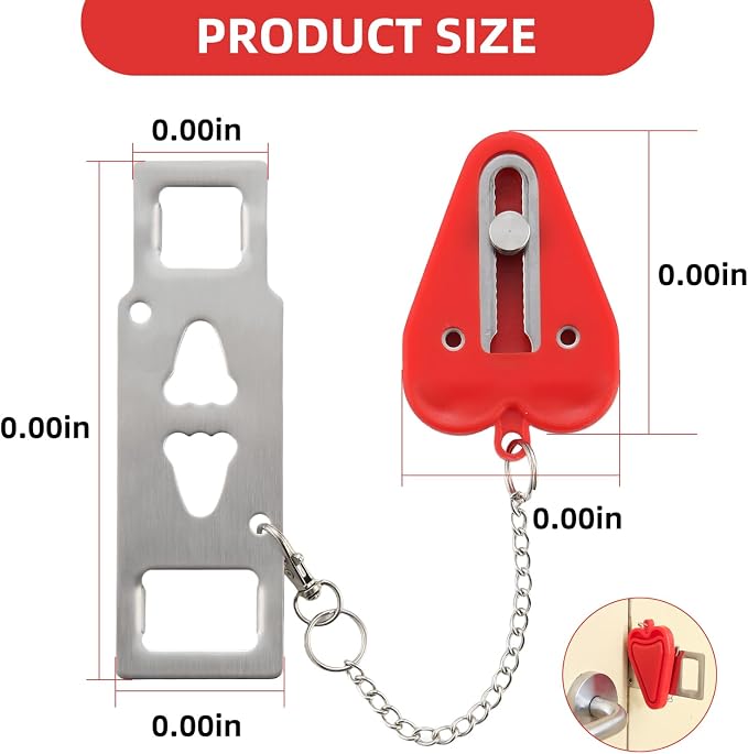 Portable Travel Door Lock, No Tool Hotel Door Latch, Red, 1 Pack | Stainless Steel Lock Plate, Installs At The Door Latch Without Tools, Compact Design For Hotels, Apartments And Dorm Rooms - Image 4
