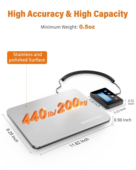 Shipping Scale, 0.5oz-440lb Digital Postal Scale for Packages | High Accuracy for Packages, Mail, Luggage, Pet, Food, Warehouse and Home Use - Image 2
