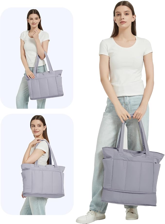 Wandering Nature Travel Tote Bag for Women with Expandable Bottom & Laundry Bag, Fits 40oz Tumbler for Carry-On Work Gym - Image 2