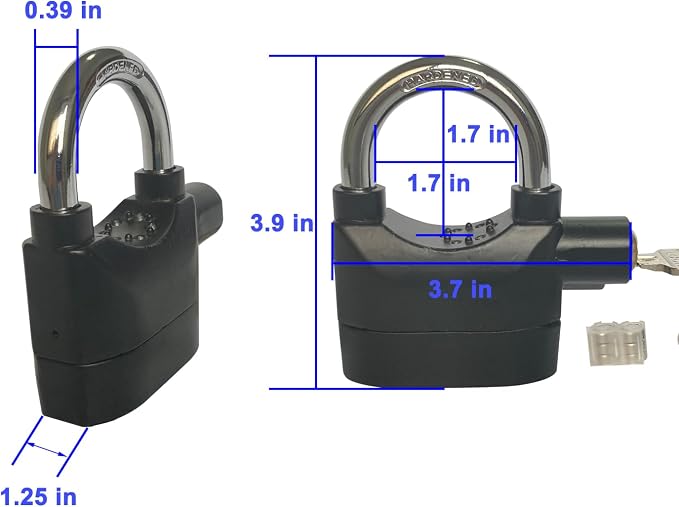 Alarm Lock 110dba Universal Security Alarm Lock System Anti-Theft for Door Motor Bicycle Padlock with 3 Keys (2PCS) - Image 2