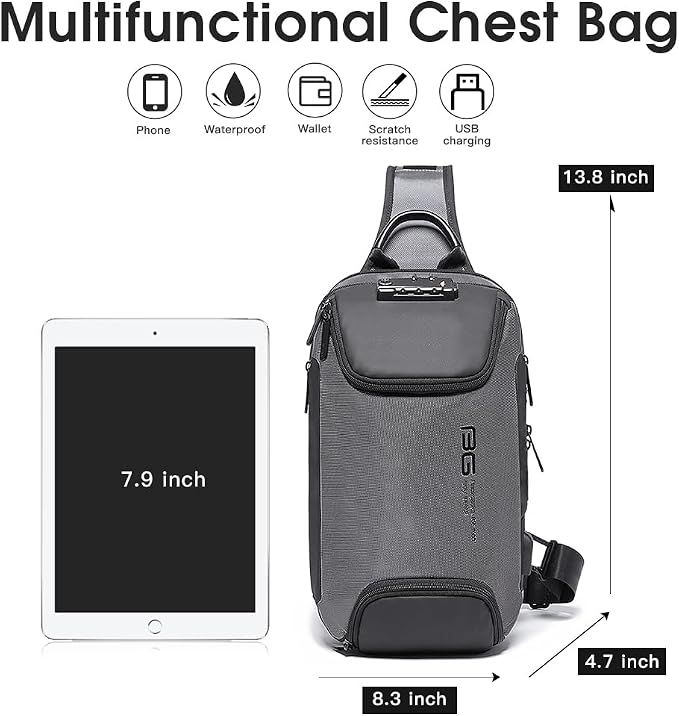 BANGE Men's Sling Backpack - Waterproof Crossbody Bag, Multi-Purpose Shoulder Bag - Image 4