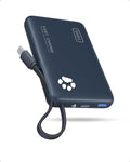 INIU 45W Fast Charging Tablet Portable Charger, Smaller 10000mAh Power Bank | Flight-Safe, Built-in USB C Cable, Flashlight, Battery Phone Pack for Tablet, iPad, iPhone 17 16, Samsung S26 etc, Blue by INIU