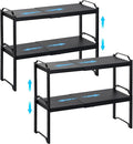 4 Pack Kitchen Cabinet Shelves Organizers, Kitchen Counter Storage Shelf Spice Rack, Expandable Length, Adjustable Height, Stackable, Sturdy 30LBS Bearing, Small Cupboard Tabletop Organizer Shelf Rack by X-cosrack