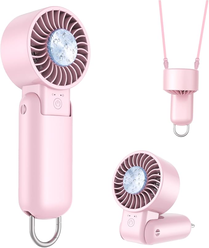 Portable Handheld Turbo Fan with LED Display - Turbocharged 32ft Cooling, Long-lasting 5 Speeds 4oz Lightweight, USB Rechargeable Mini Personal Hand Held Fan Gift for Women Men Travel, Office, Makeup by BEYYON