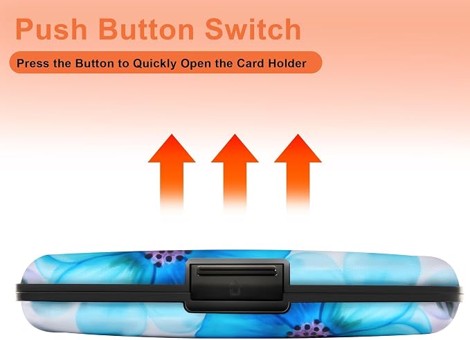 Mayski Credit Card Holder for Women RFID Blocking Wallet, Blue Flower | Card Wallets for Women Small Mini Business Metal Accordion Aluminum Alloy Hard Case for Men - Image 6