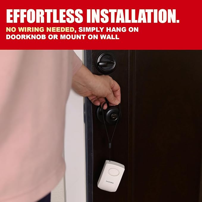 Securityman Door Handle Alarm with 130dB Vibration Triggered Portable Door Alarms When Opened - Perfect for Kids, Toddler, Elderly, Hotel, Travel, Bedroom (2 Pack Door Security) - Image 3