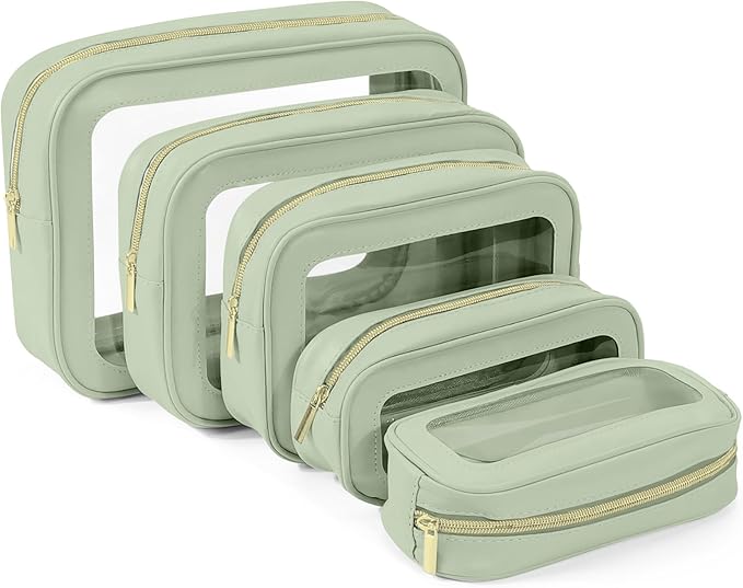 YOPCDJ 5PCS Diaper Bag Organizer Pouch Set, TSA Approved Toiletry Bag，Clear Waterproof TPU Makeup Bag Set Travel Organizer Bags for Women and Kids by YOPCDJ