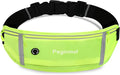 Slim Running Belt Fanny Pack, Waist Pack Bag for Women Men, Running Pouch for Phone Waterproof Reflective with 3 Pouches, Running Phone Holder for Sports, Traveling (Green) by Peginmol