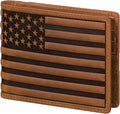 Wallet for Men-Genuine Leather RFID Blocking Bifold Stylish Wallet American Flag Wallet With 1 ID Window (Brown, Without ID Window) by GERUOLA