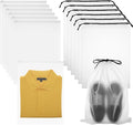 120 Pack 60 Count Shoe Bags for Travel Drawstring Shoe Storage Essentials 11.8 x 15.7" 60 Count Clear Clothes Packaging Bags for Shipping 10 x 13" for Packing Travel Frosted with Vent Hole by Unknown