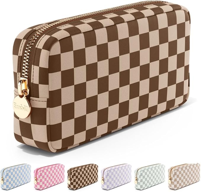 Makeup Bag for Women, Travel Cosmetic Organizer, Waterproof Toiletry Pouch | Small Nylon Cosmetic Bag with Zipper, Water-Resistant Beauty Pouch for Purse, Travel Essentials, Make up Case by Embla