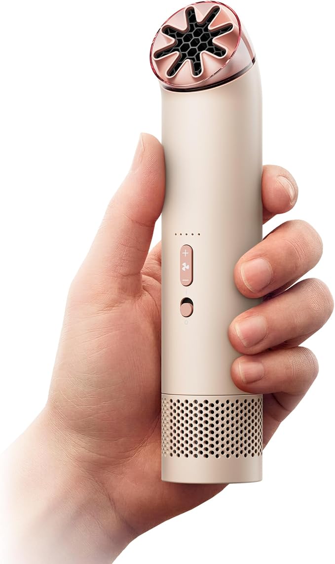 Dyson HushJet Mini 3-in-1 Bladeless Personal Fan (Stone/Blush) | Powerful, Quiet Evaporative Cooling | Handheld, Wearable & Desktop, 25 m/s Max airflow, 5 Speeds + Boost, 6 hr Runtime by Unknown