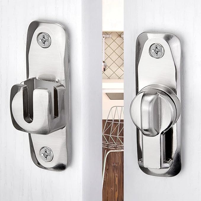 Silvery 90/180 Degree Sliding Door Latches,Right Angle Door Lock | Zinc Alloy Flip Latch,Barn Door Latch,Cabinet Lock,for bedroom,cabinet,drawer,Gardens,Wine Cabinet,garage,window,Pet Cage - Image 6