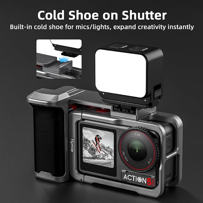 BRDRC Grip Kit for DJI Action 5 Pro 4 3 (with Cage), Handle Holder Bundle Expansion Mount with Shutter Button, Quick Release, Cold Shoe for DJI Osmo Action 5 Pro 4 3 Accessories - Image 4