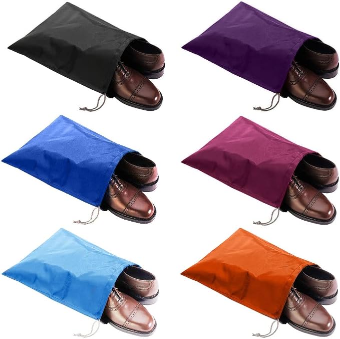 6 Pack Waterproof Nylon Shoe Bags Travel Bags for Men Women (Multicolor, 15.1"(L) x12.2"(W)) by FASYACO