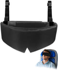 Travel Pillows for Airplanes, Airplane Head Strap with Silk Eye Mask for Sleeping, Long Flights & Car Road Trips 360°Headrest Neck Support, Stops Bobbing, Small & Compact（Black） by RwotllsRefrigeratorLiners