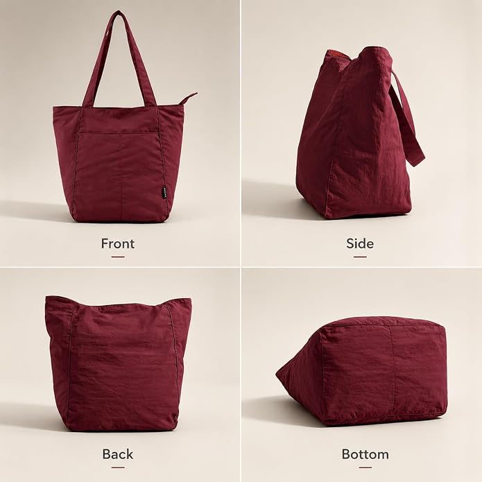 Barsine Tote Bag for Women Unisex Lightweight Nylon Totes Purses and Handbags Large Casual Shoulder Hobo for Travel Gym - Image 4