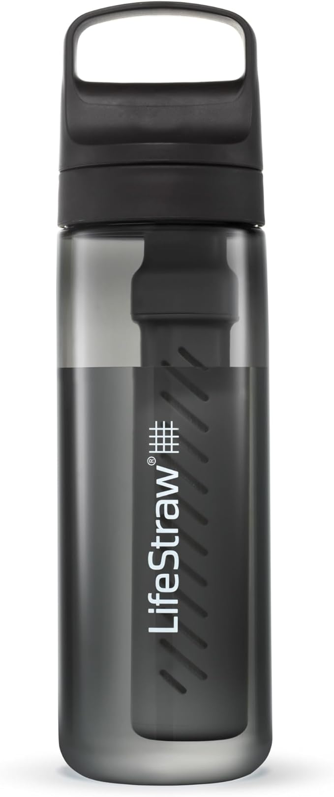 LifeStraw Go Series BPA-Free Water Filter Bottle, 22 oz, Nordic Noir | Plastic Water Filter Bottle for Travel and Everyday use removes Bacteria, parasites and microplastics, Improves Taste by LifeStraw