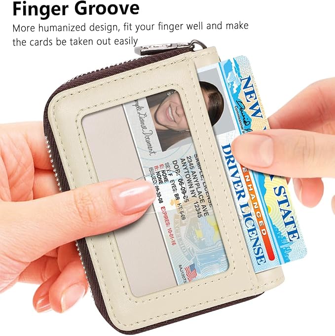 FurArt Zipper Wallet Women RFID Credit Card Holder keychain Wallet | ID Window RFID Blocking Compact Small business 15/16 slots - Image 2