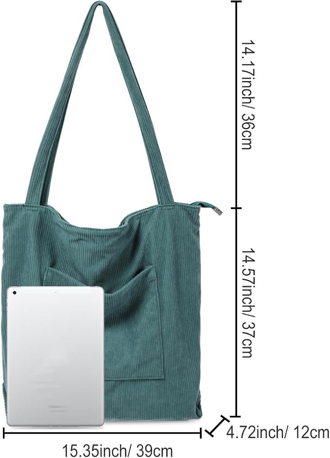 WantGor Women Corduroy Tote Bag, Large Shoulder Hobo Bags Casual Handbags | Big Capacity Shopping Work Bag - Image 5