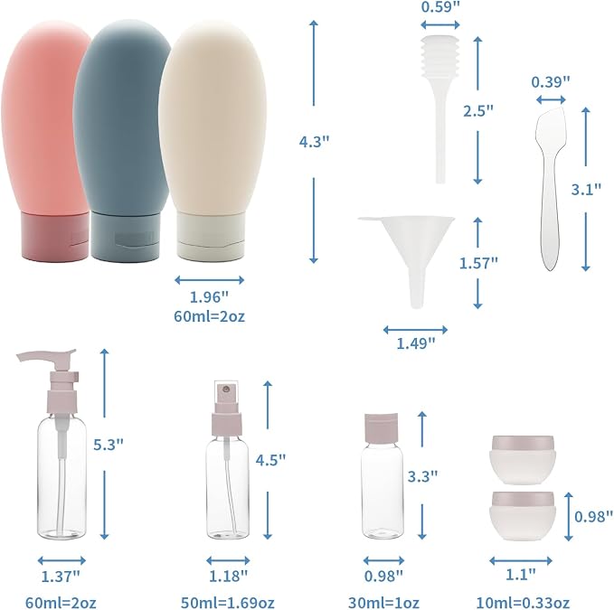 Travel Bottles for Toiletries, 11-Pack | Squeezable Silicone Containers, 3 oz Refillable Travel Size, for Shampoo and Conditioner, Colorful - Image 3