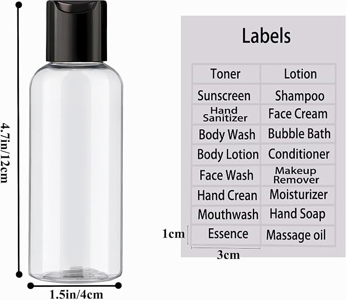 DNSEN 5 Pack 3.4 oz Travel Bottles for Toiletries TSA Approved Leakproof Plastic Empty Travel Size Bottles Containers with Labels - Image 3
