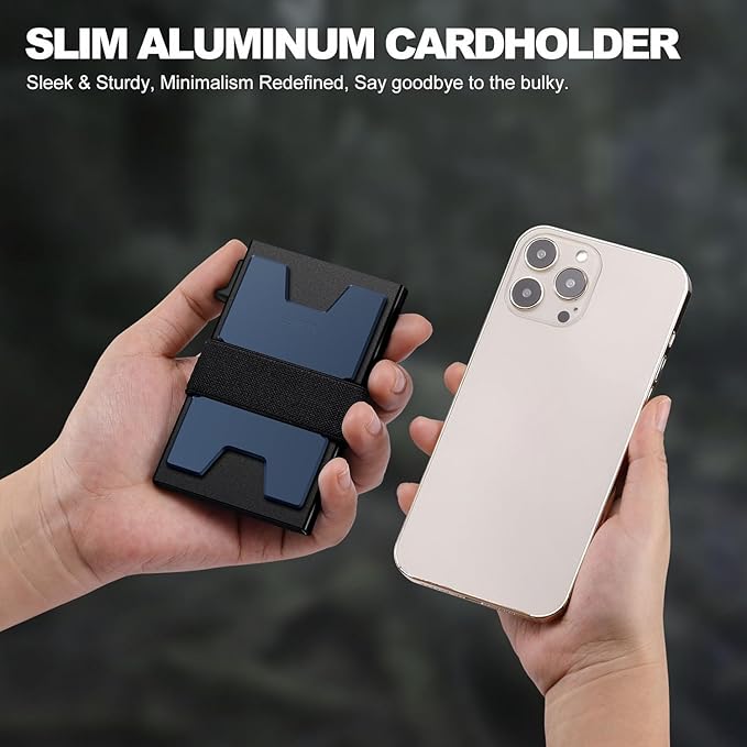 SEMORID RFID Blocking Slim Card Holder Wallet for Men Wallet Minimalist | Durable Expandable Backplate Compact Smart Metal Pop Up Wallet Front Pocket Holds 12+ Cards Plus Cash, Birthady Gifts for Men - Image 2