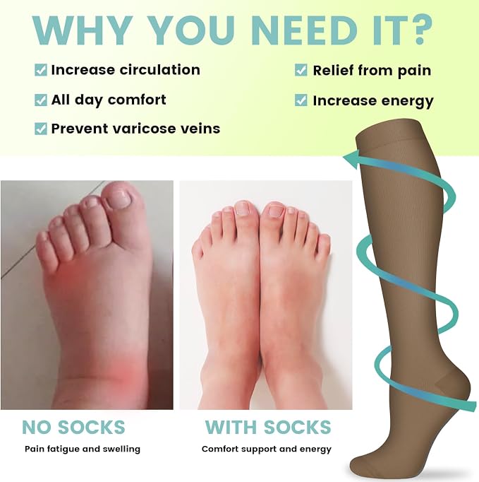 Copper Compression Socks 15-20 mmHg for Men & Women 8 Pairs – Circulation Support for Nurses, Travel, Running, Hiking, Soccer - Image 4